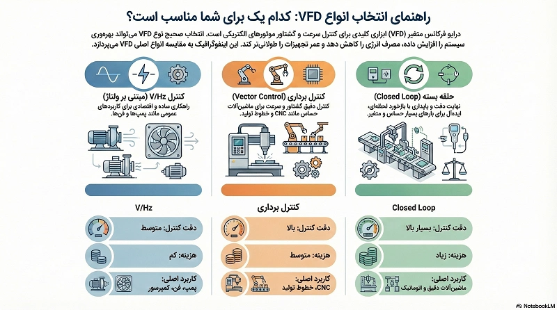 کاربرد عملی و صنعتی انواع vfd